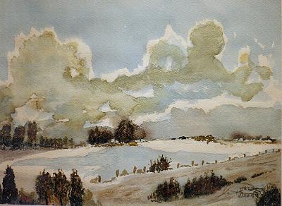 Aquarell Winterlandschaft